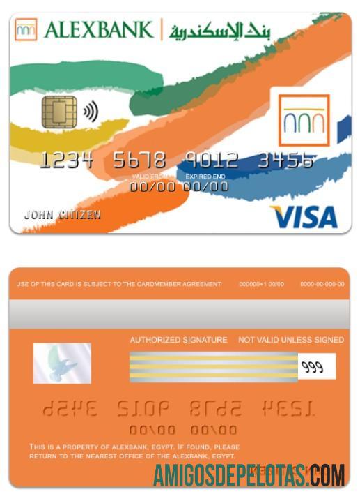 Cartão de crédito Egito Alexbank Visa Inspire exemplo real